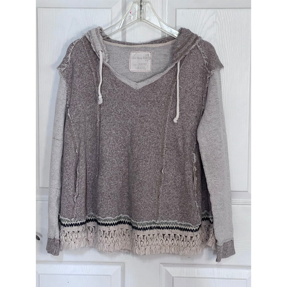 We The Free FREE PEOPLE Hooded Fringe Pullover Sweater